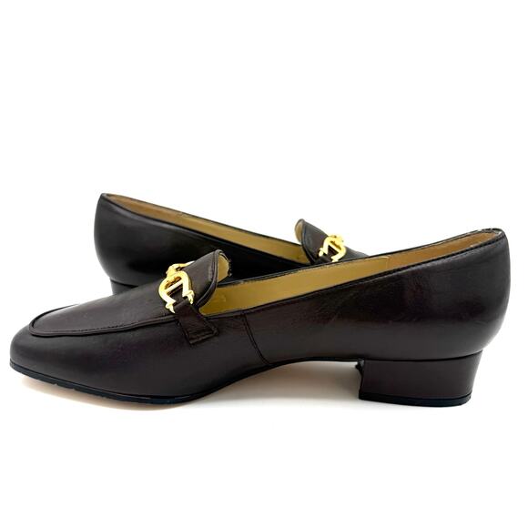 Vintage Etienne Aigner Loafers 7.5M Black Leather Horsebit Spain "Zoey" Preppy - Picture 2 of 14